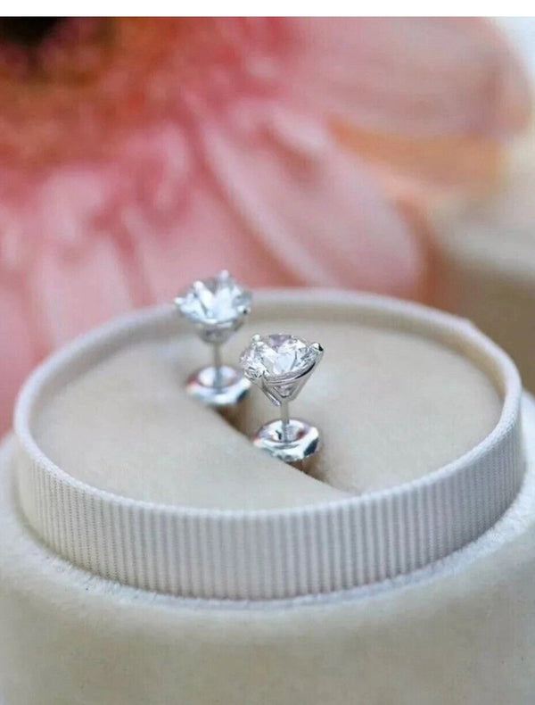 14K White Gold Martini Earrings IGI Round 2.00 Ct Lab Grown Diamond Stud D VS1