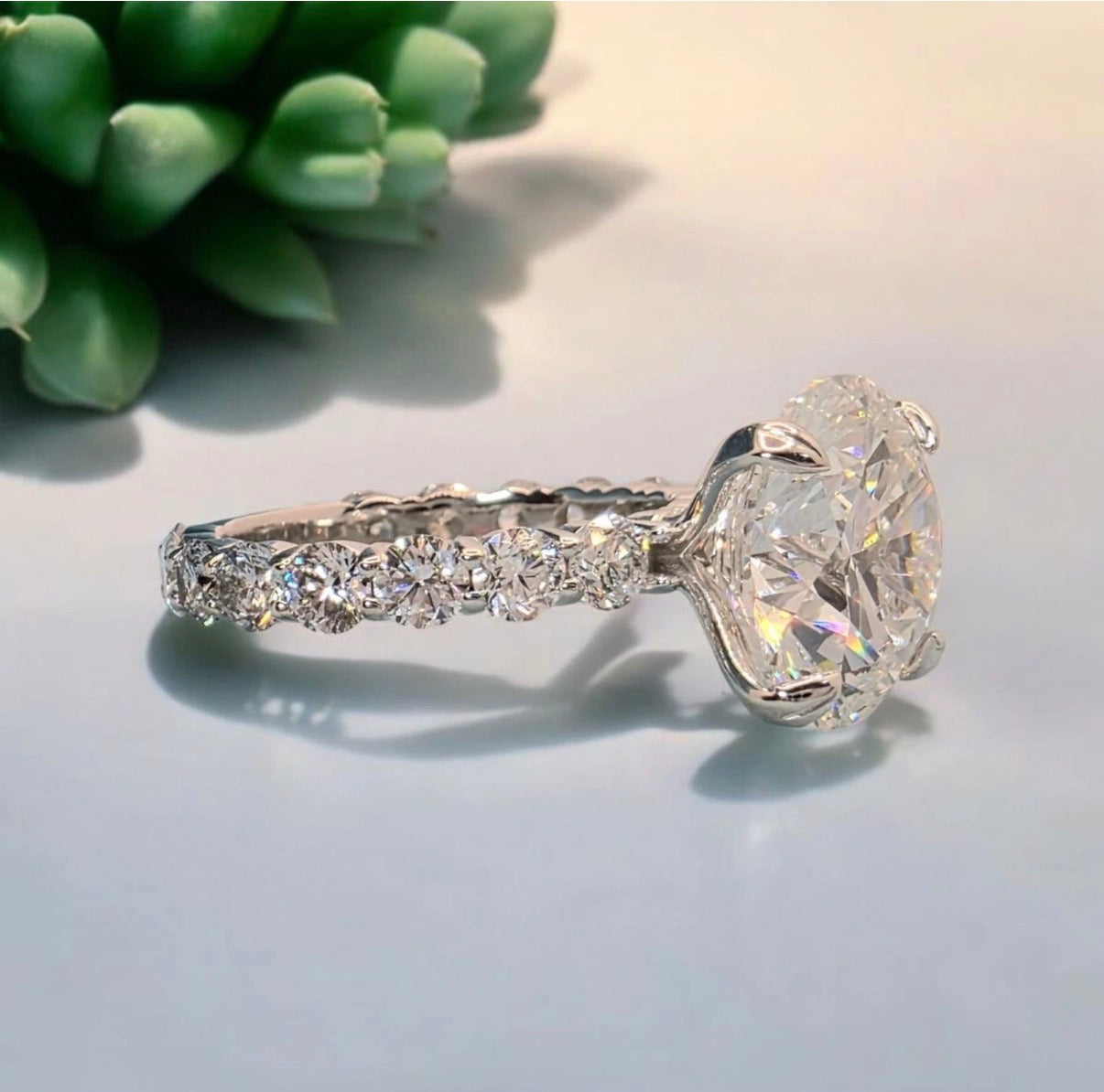 5.00 CTTW Round Lab Grown Diamond Engagement Ring 4CT IGI Certified E VS1 14K Gold