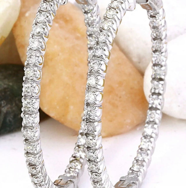 2.00 to 5.00 Carat Lab-Grown Diamond Inside-Out Hoop Earrings – 14K White Gold, 24mm