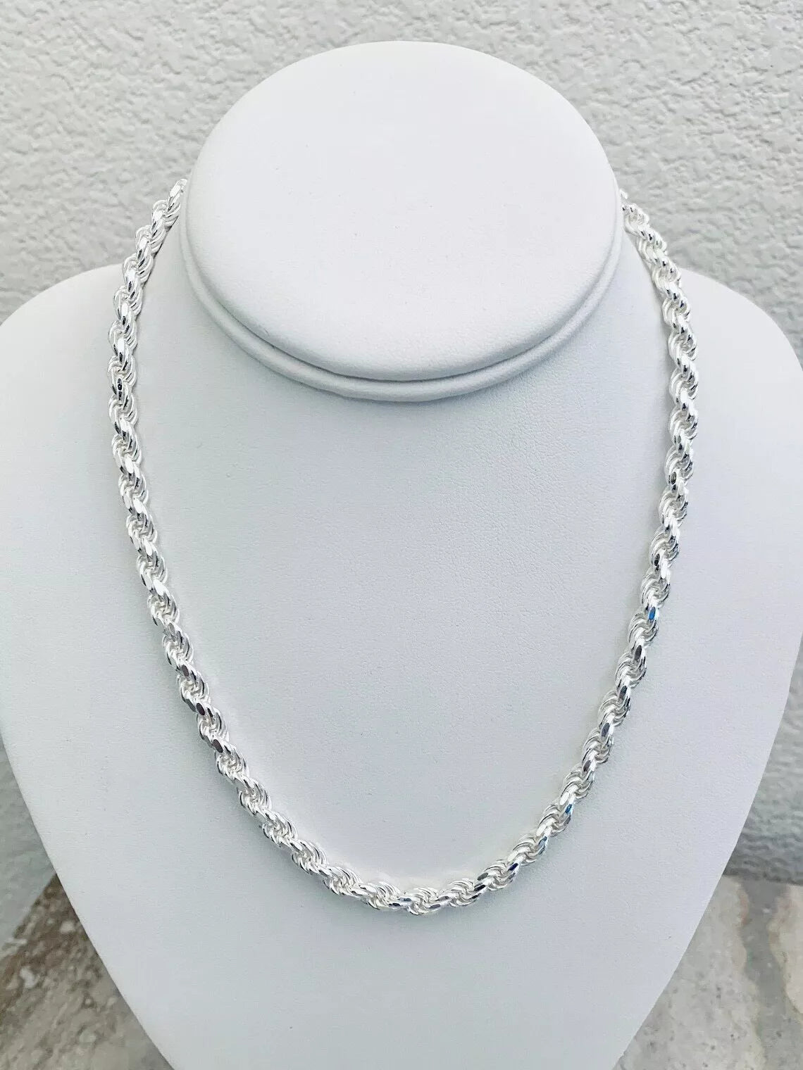 Solid 925 Sterling Silver Italian Rope Chain – 6.5mm Diamond-Cut Men's Necklace