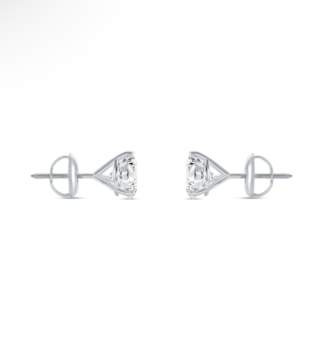 14K White Gold Martini Earrings IGI Round 2.00 Ct Lab Grown Diamond Stud D VS1