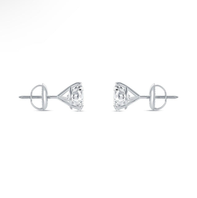 14K White Gold Martini Earrings IGI Round 2.00 Ct Lab Grown Diamond Stud D VS1