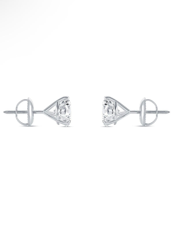 14K White Gold Martini Earrings IGI Round 2.00 Ct Lab Grown Diamond Stud D VS1