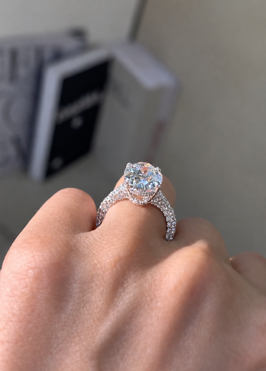 GI Certified 6.50Ct Oval Lab Grown Diamond Halo Ring Solid 14K White Gold | Size 7 F Color VVS2 Clarity The Luxury Look You Want. The Value You Deserve.