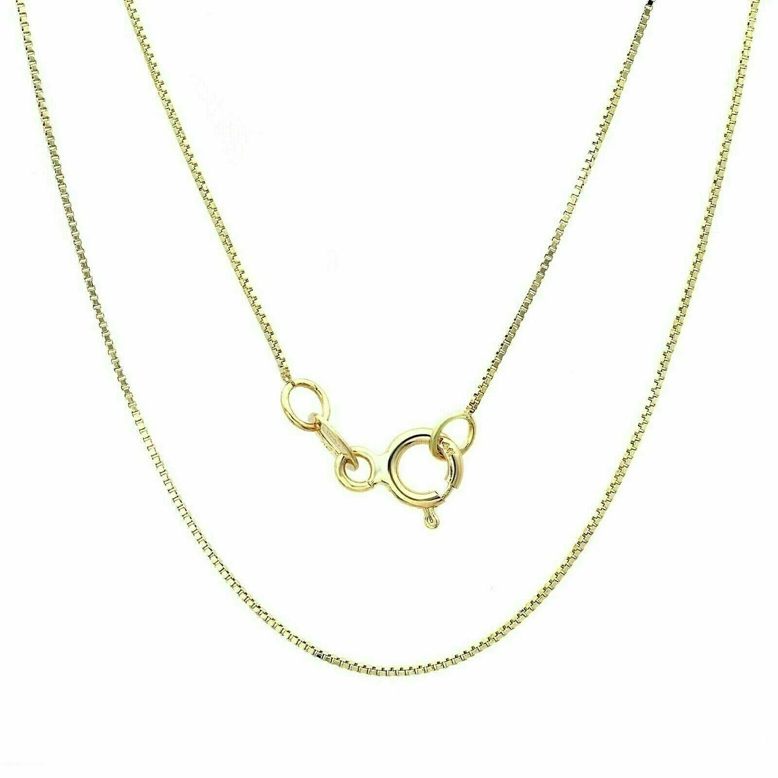 14K Solid Yellow Gold Box Chain Necklace – 0.60mm, 20" Real Gold