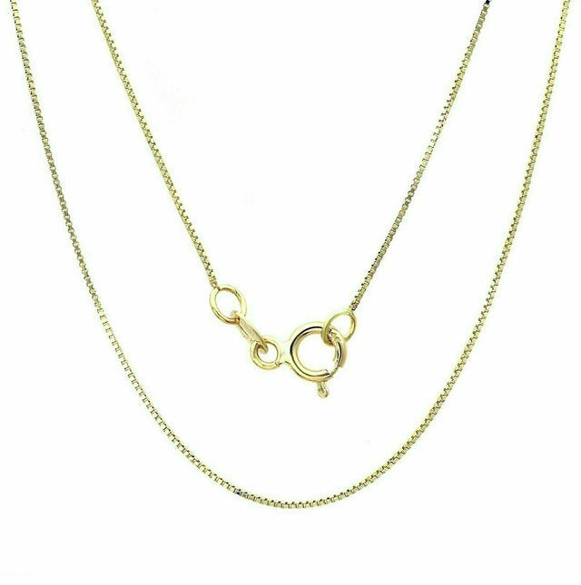 14K Solid Yellow Gold Box Chain Necklace – 0.60mm, 20