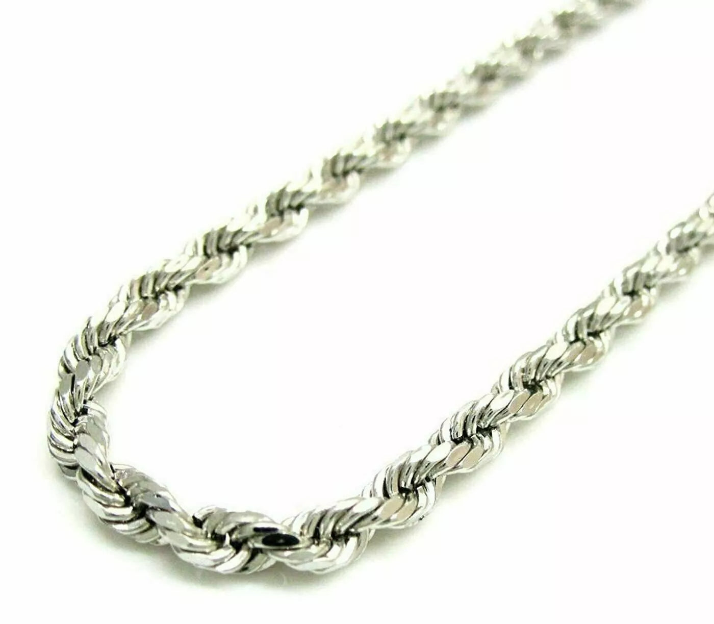 Solid 925 Sterling Silver Italian Rope Chain – 3.5mm Diamond-Cut Men’s Necklace