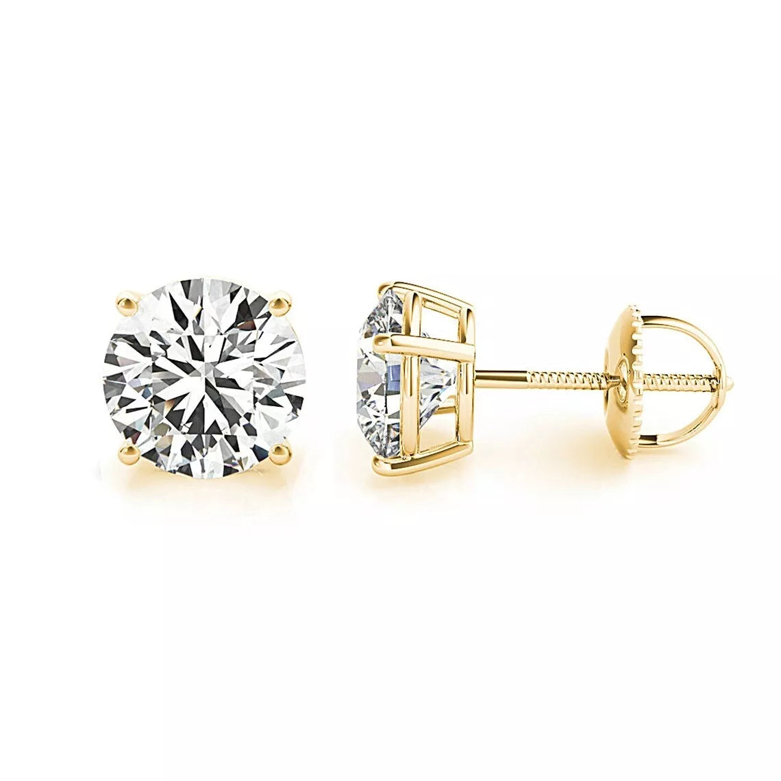 IGI Certified 0.50–5.00 CT Lab Grown Diamond Stud Earrings in 14K White or Yellow Gold – F/VS1