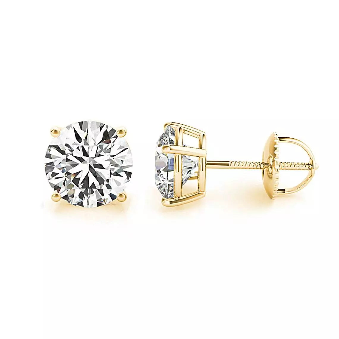 IGI Certified 2.00 Carat Lab Grown Diamond Stud Earrings in 14K Yellow Gold – D VS1