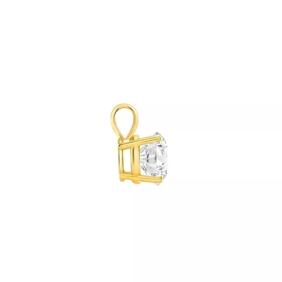 1/2 Ct Round Cut Real Diamond Solitaire Pendant Necklace – 14K Yellow Gold