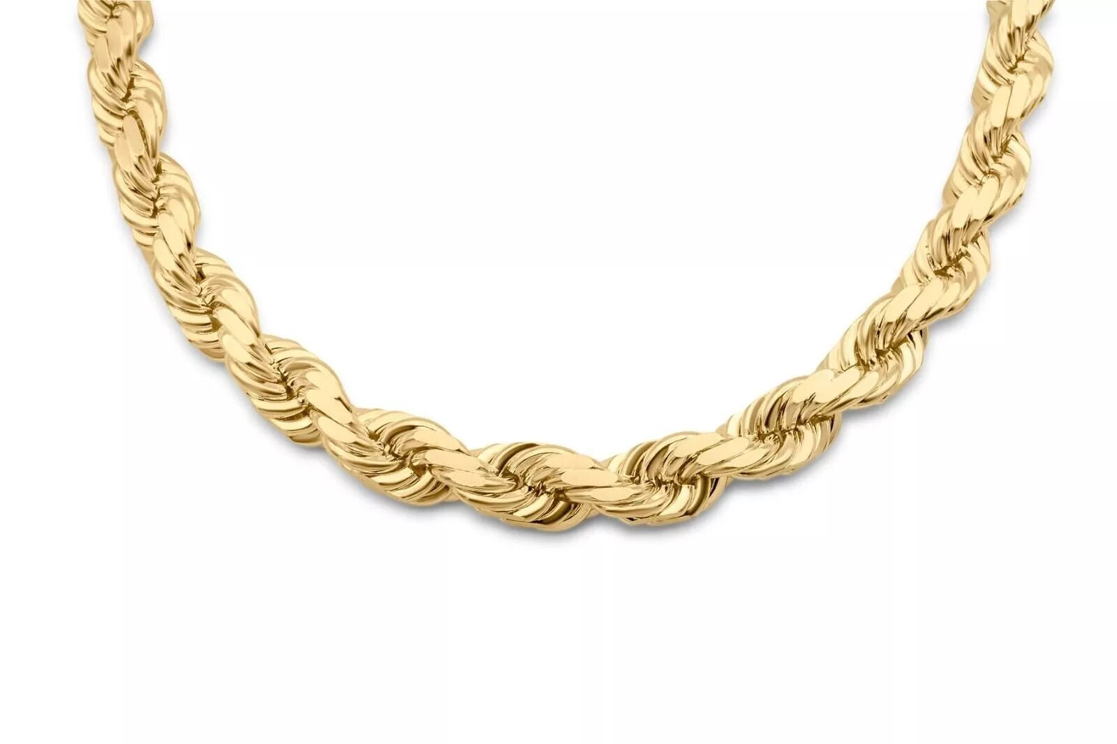 14K Gold Over 925 Sterling Silver Rope Chain – 6.5mm Men's Necklace