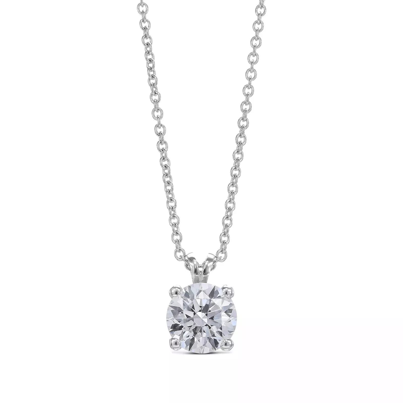 IGI Certified 1.00–3.00 Ct Round Lab Grown Diamond Solitaire Pendant – 14K White Gold, E VS1