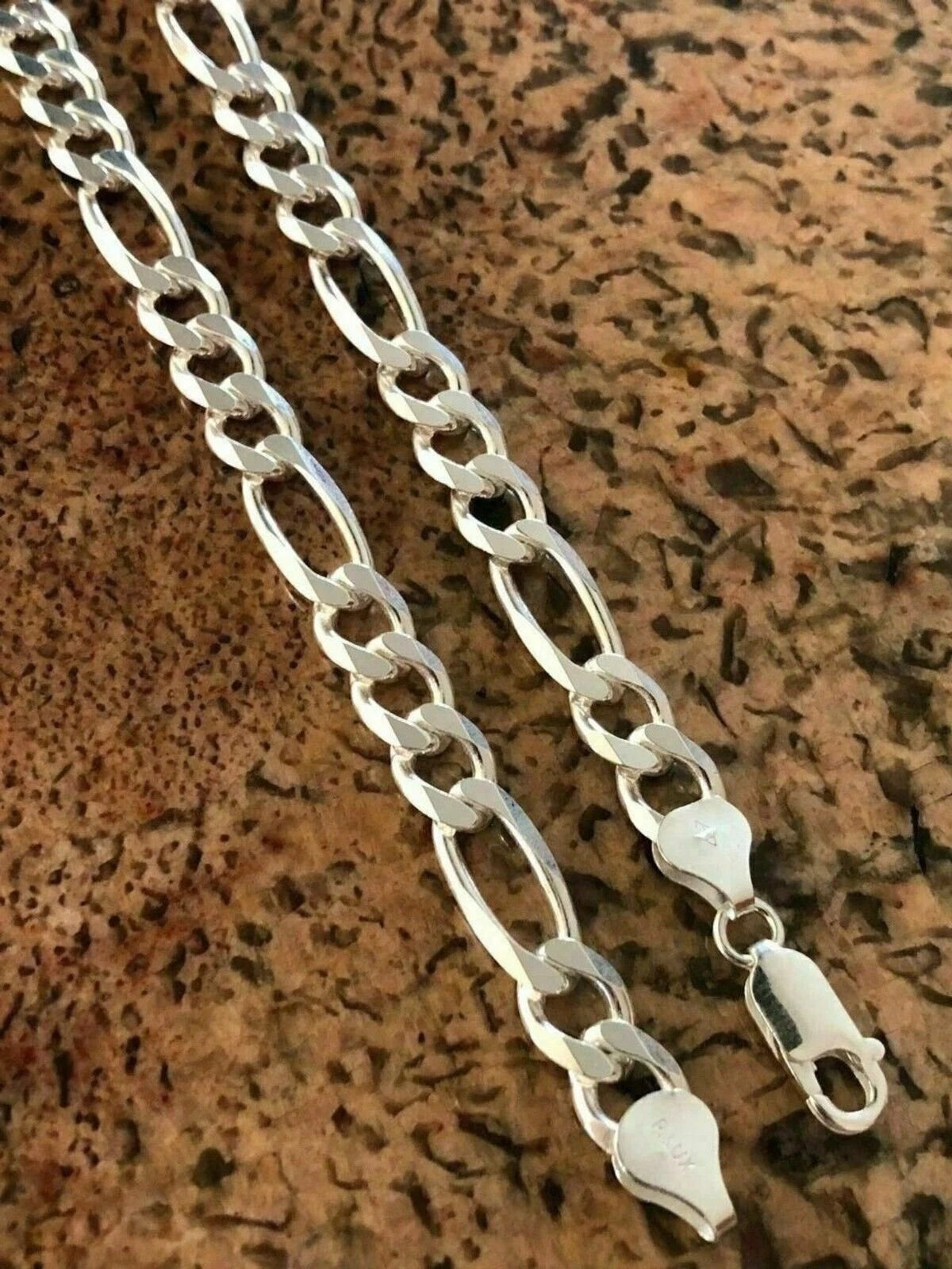 925 Sterling Silver Figaro Chain – 5.5mm Solid Italian Necklace for Men & Boys