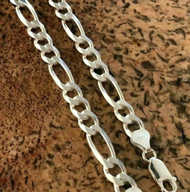 925 Sterling Silver Figaro Chain – 5.5mm Solid Italian Necklace for Men & Boys