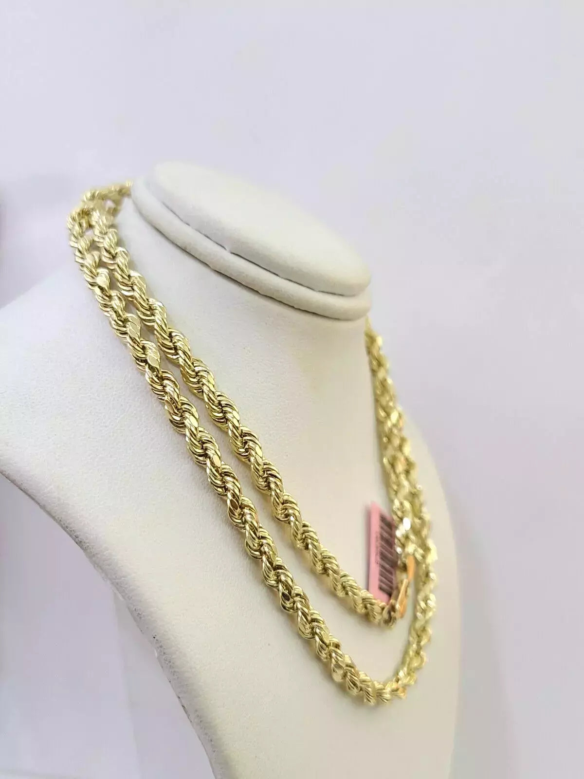 14K Yellow Gold Diamond Cut Rope Chain Necklace – 5mm Unisex, All Sizes
