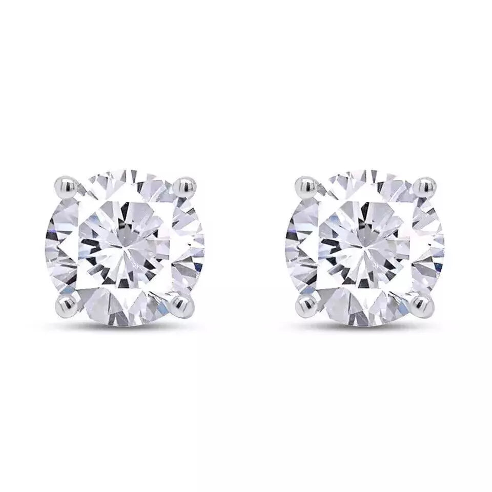 2.00 Ct D VVS2 Lab-Grown Diamond Stud Earrings – Platinum, Round Cut, IGI Certified, Screw Backs