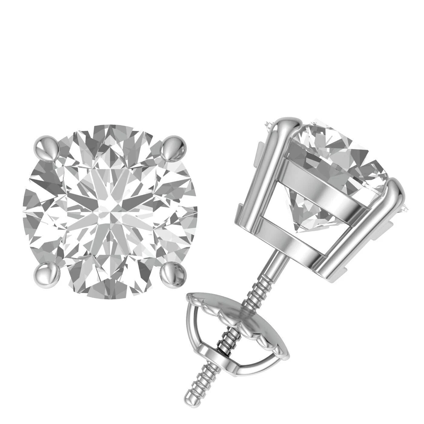 IGI Certified 2.00 Carat E VS1 Lab Grown Diamond Stud Earrings – 14K Gold, Screw Back