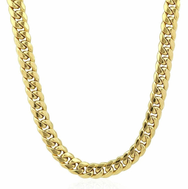 Men’s 6.5mm Miami Cuban Link Chain Necklace – 14K Gold Plated Over Solid 925 Sterling Silver