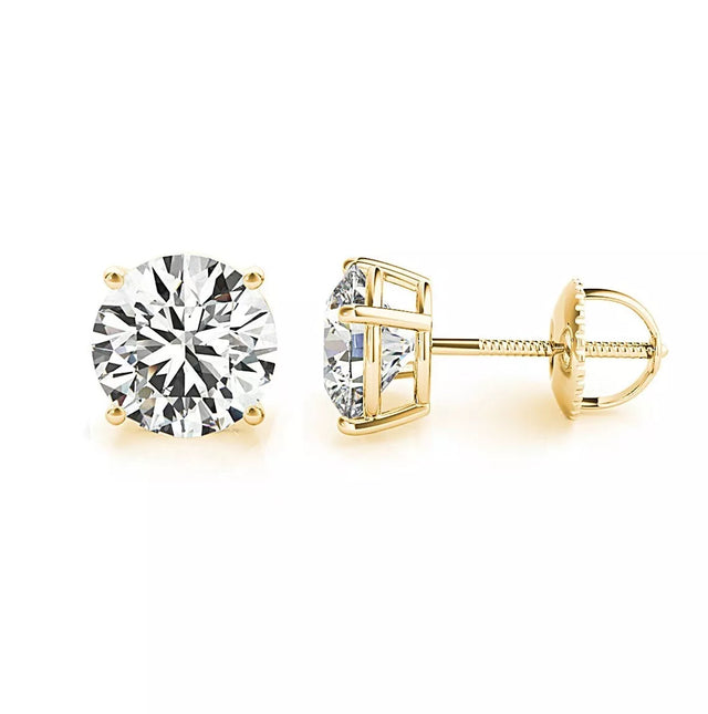 3.00 Ct E VVS2 Lab-Grown Diamond Stud Earrings – 14K Yellow Gold, IGI Certified