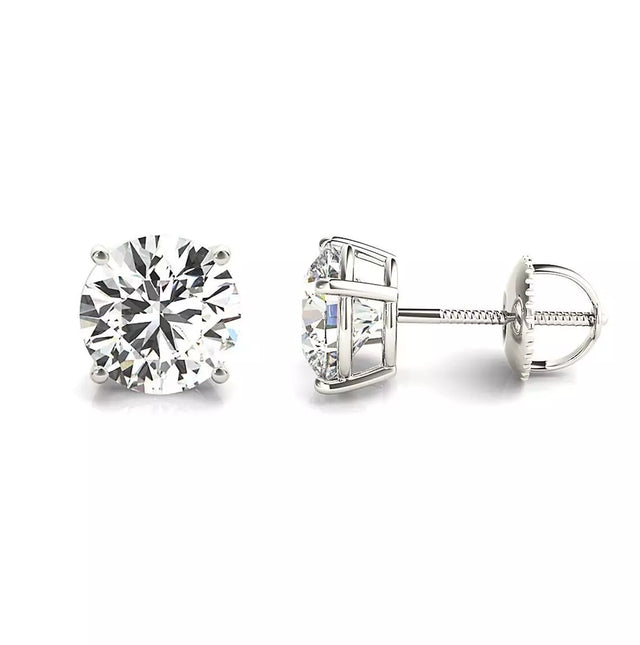 0.50–6.00 Ct Lab-Grown Diamond Stud Earrings – 14K White Gold, F VS1, IGI Certified
