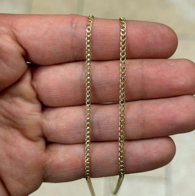 10K Solid Yellow Gold Cuban Chain Necklace – 2mm to 2.5mm