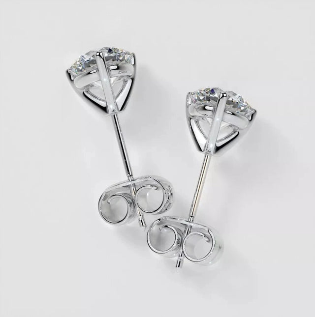 IGI Certified Lab Grown Diamond Martini Stud Earrings – 2.00–6.00 CTW Round in 14K Gold (3-Prong Basket)