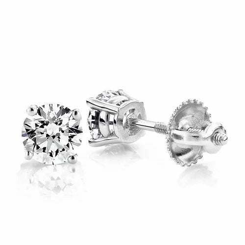 IGI Certified 2.00 Carats F VS1 Lab Grown Diamond Stud Earrings Platinum