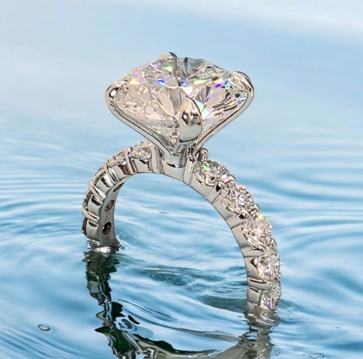 5.00 CTTW Round Lab Grown Diamond Engagement Ring 4CT IGI Certified E VS1 14K Gold