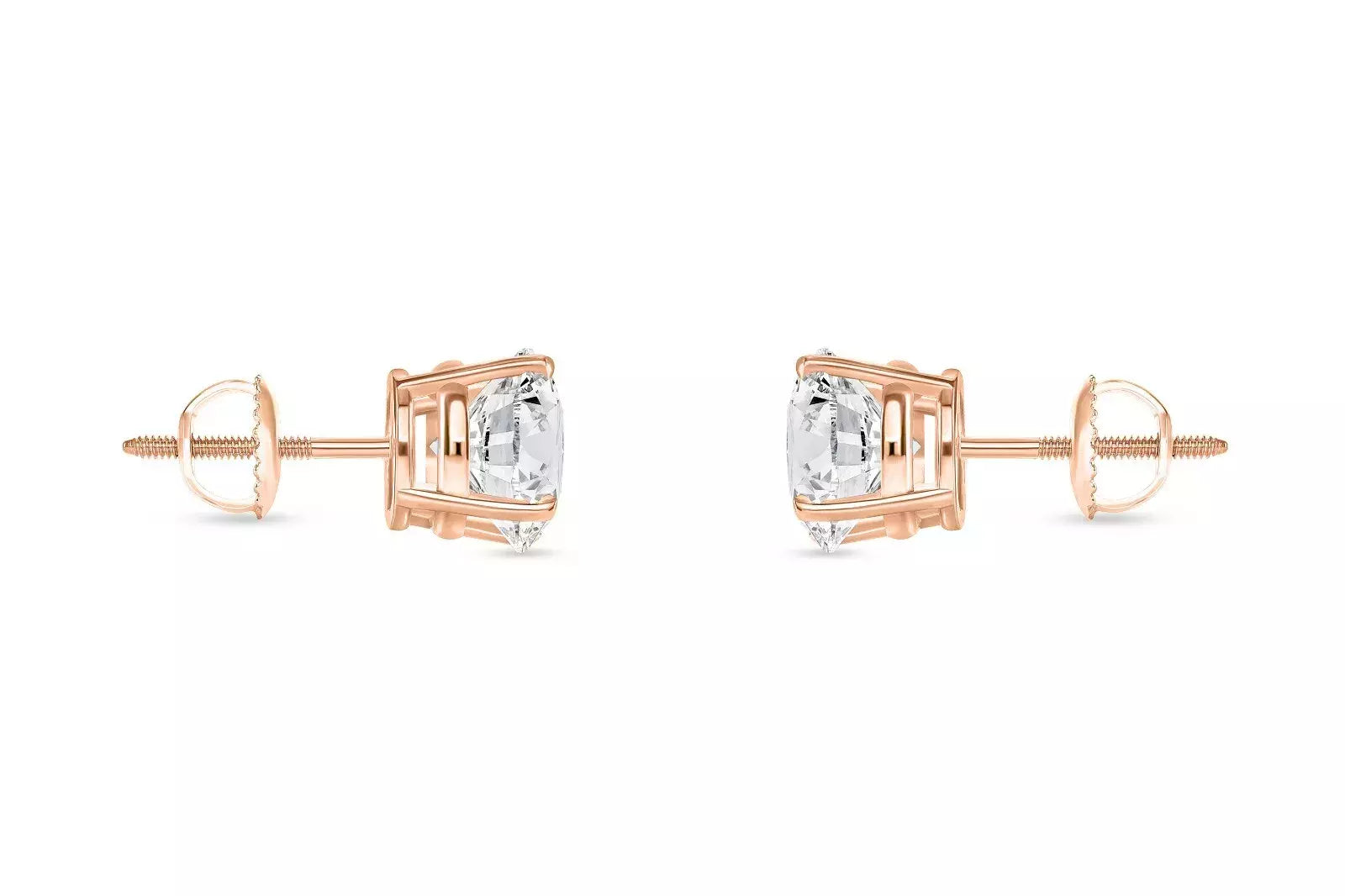 2.00 Ct D VVS2 Round Lab Grown Diamond Stud Earrings – 14K Rose Gold – IGI Certified