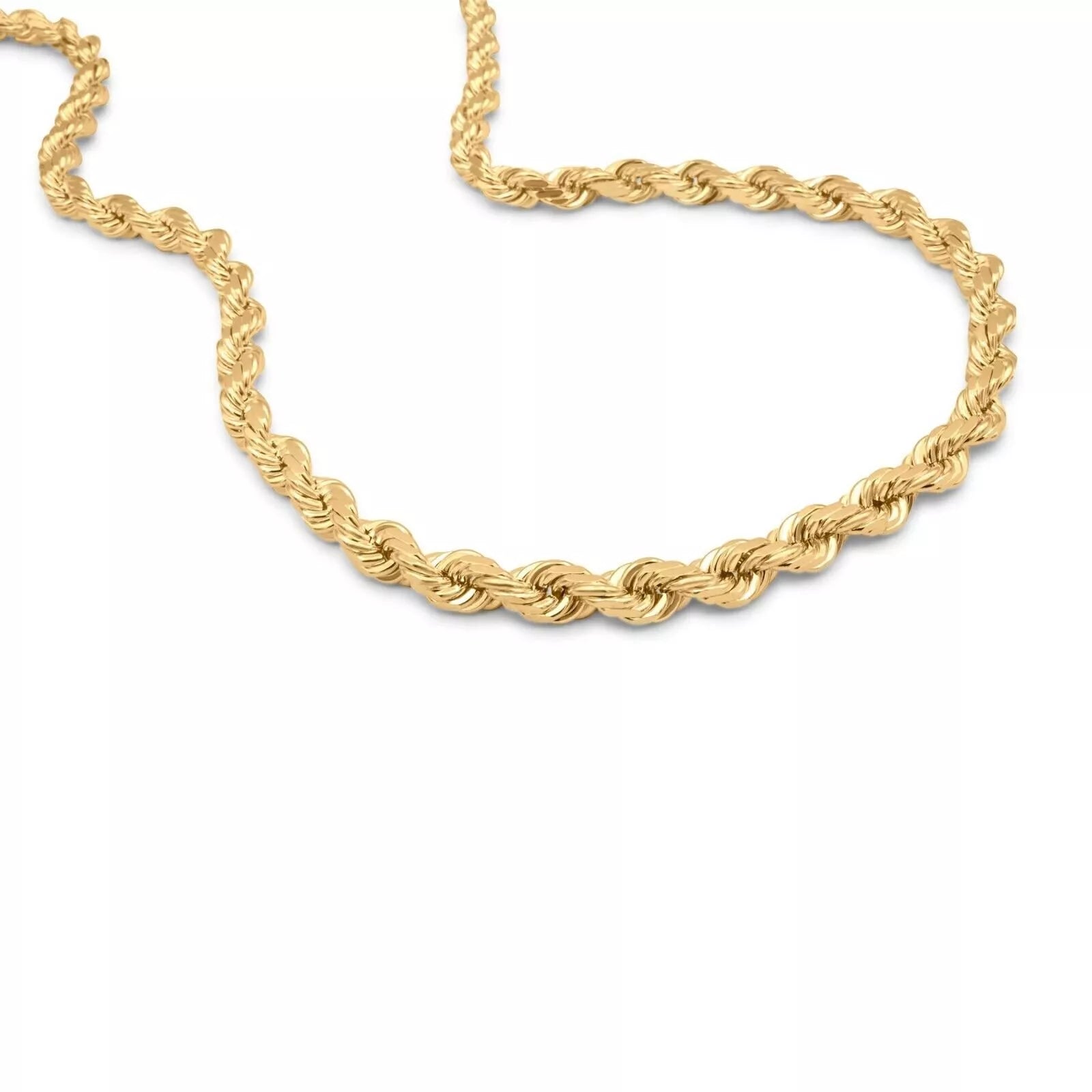 14K Gold Over 925 Sterling Silver Rope Chain – 6.5mm Men's Necklace
