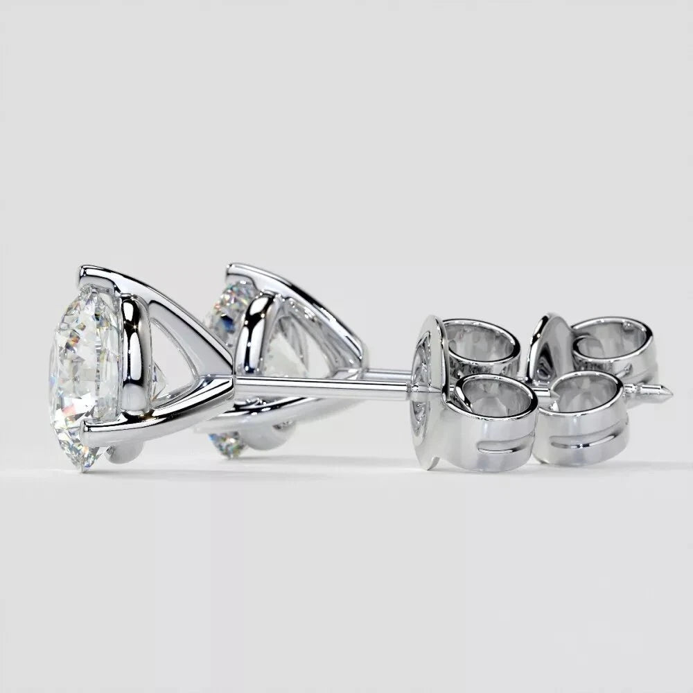 IGI Certified Lab Grown Diamond Martini Stud Earrings – 2.00–6.00 CTW Round in 14K Gold (3-Prong Basket)