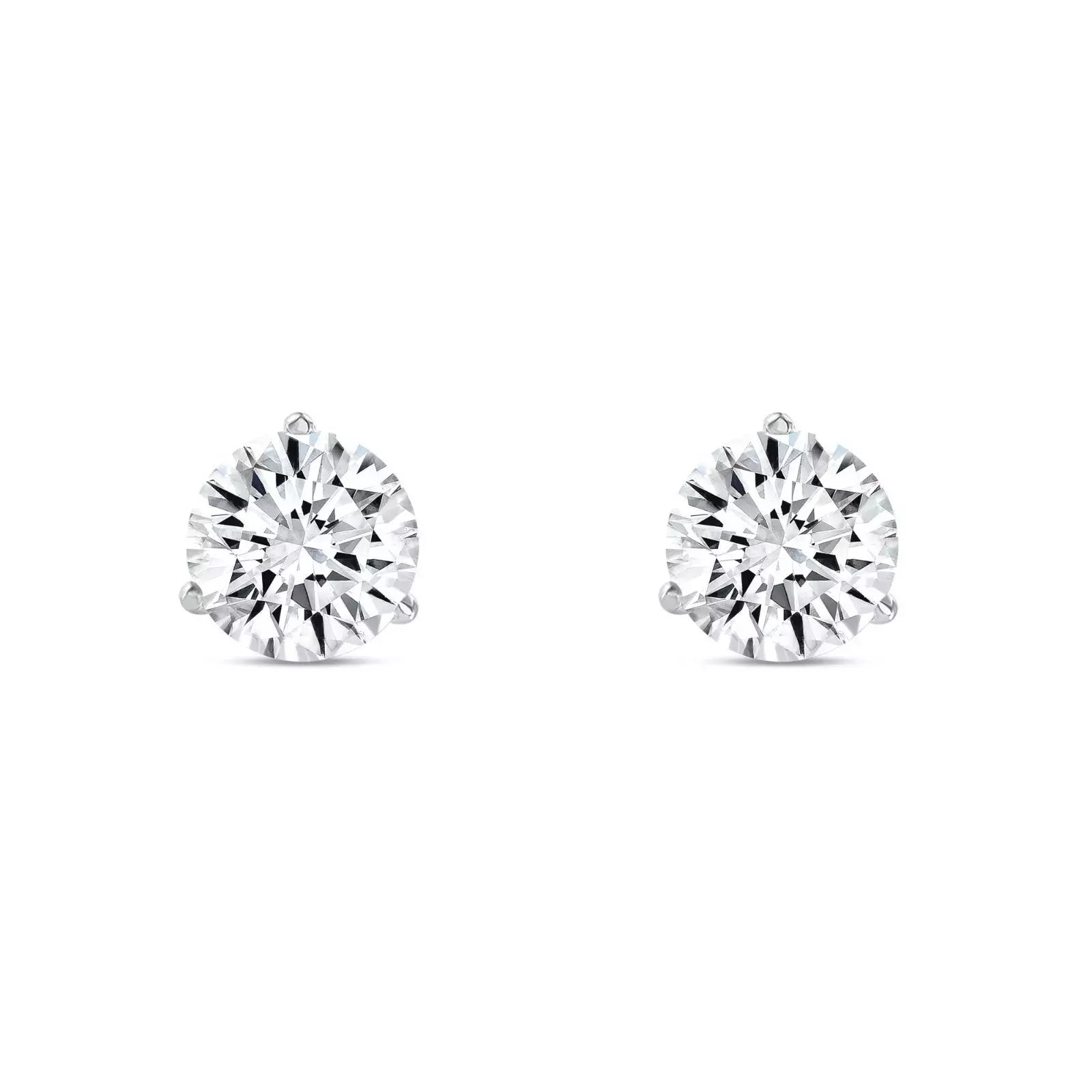 2.00Ct Lab-Grown Diamond Stud Earrings – D VS1, IGI Certified, 14K White Gold Martini Screw-Back