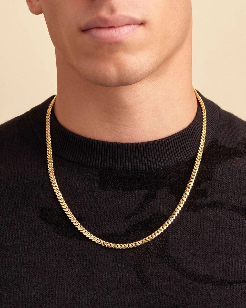 14K Gold Over 925 Sterling Silver Miami Cuban Chain – 5mm Men's Necklace