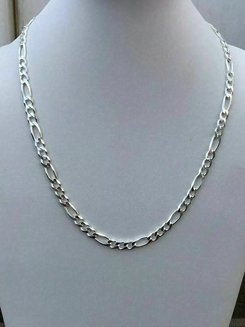 925 Sterling Silver Figaro Chain – 5.5mm Solid Italian Necklace for Men & Boys