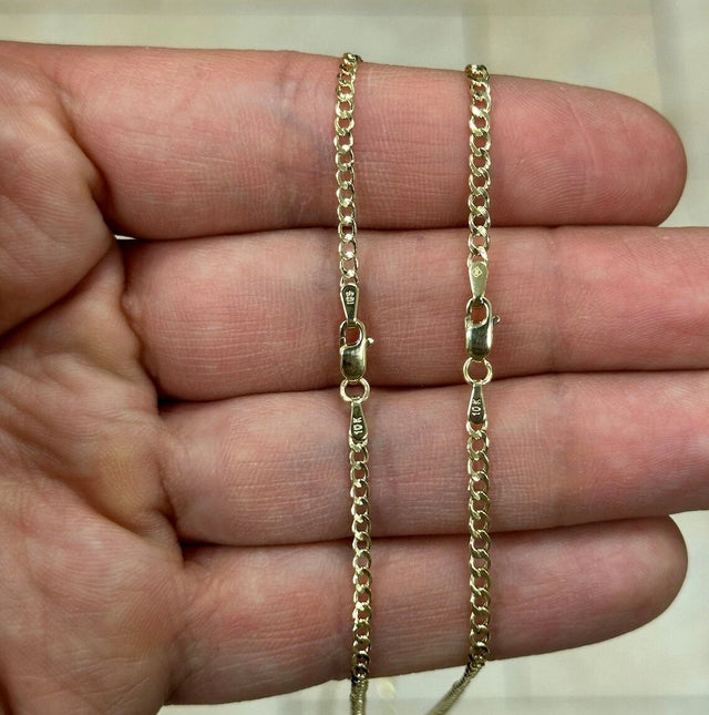 10K Solid Yellow Gold Cuban Chain Necklace – 2mm to 2.5mm