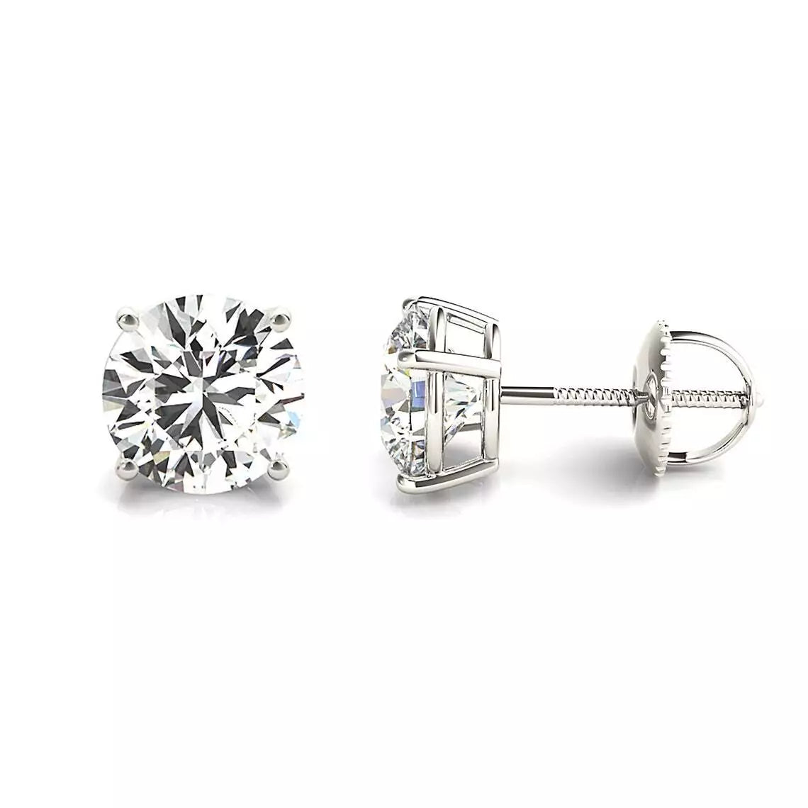 3.00 Ct D VS1 Lab-Grown Diamond Stud Earrings – 14K Gold, IGI Certified, Screw Backs