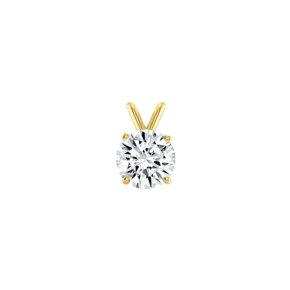 1/2 Ct Round Cut Real Diamond Solitaire Pendant Necklace – 14K Yellow Gold