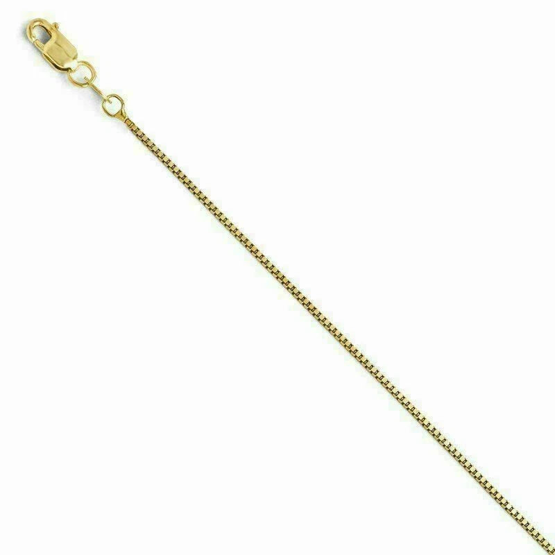 14K Solid Yellow Gold Box Chain Necklace – 0.6mm, Real Gold with Lobster Clasp