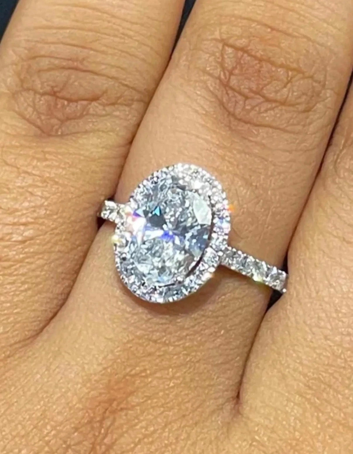IGI 3.00Ct Oval Cut E VS1 Lab Grown Diamond Engagement Ring in 14K available in white cold, yellow gold or Two-Tone Gold