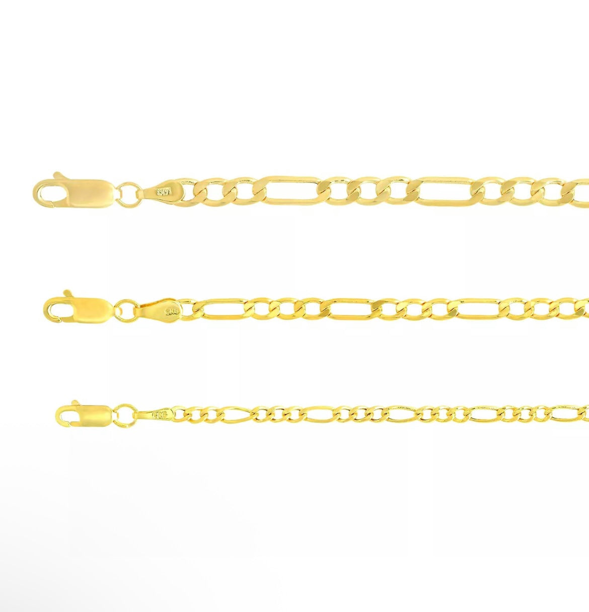 Solid 14K Yellow Gold Figaro Chain Necklace – 3mm