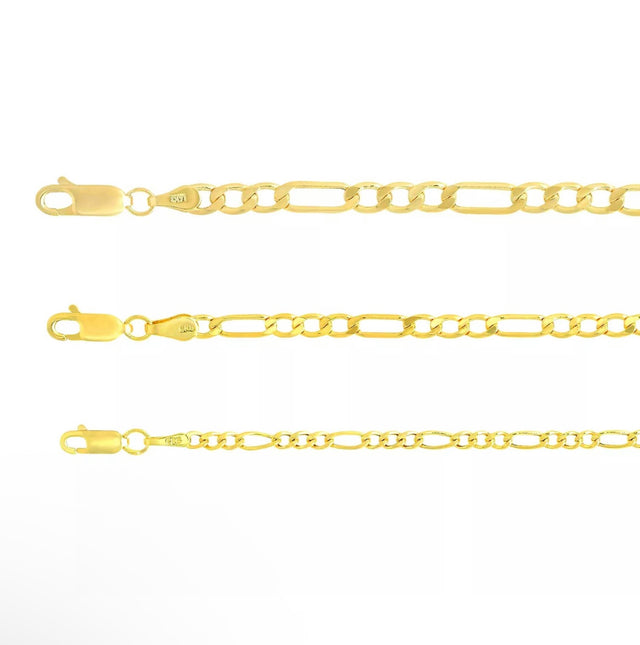Solid 14K Yellow Gold Figaro Chain Necklace – 3mm
