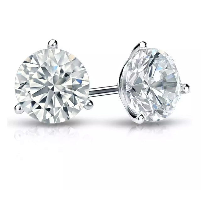 2.02 Ct Lab-Grown Diamond Stud Earrings – D VVS2 Round Cut, IGI Certified, Platinum