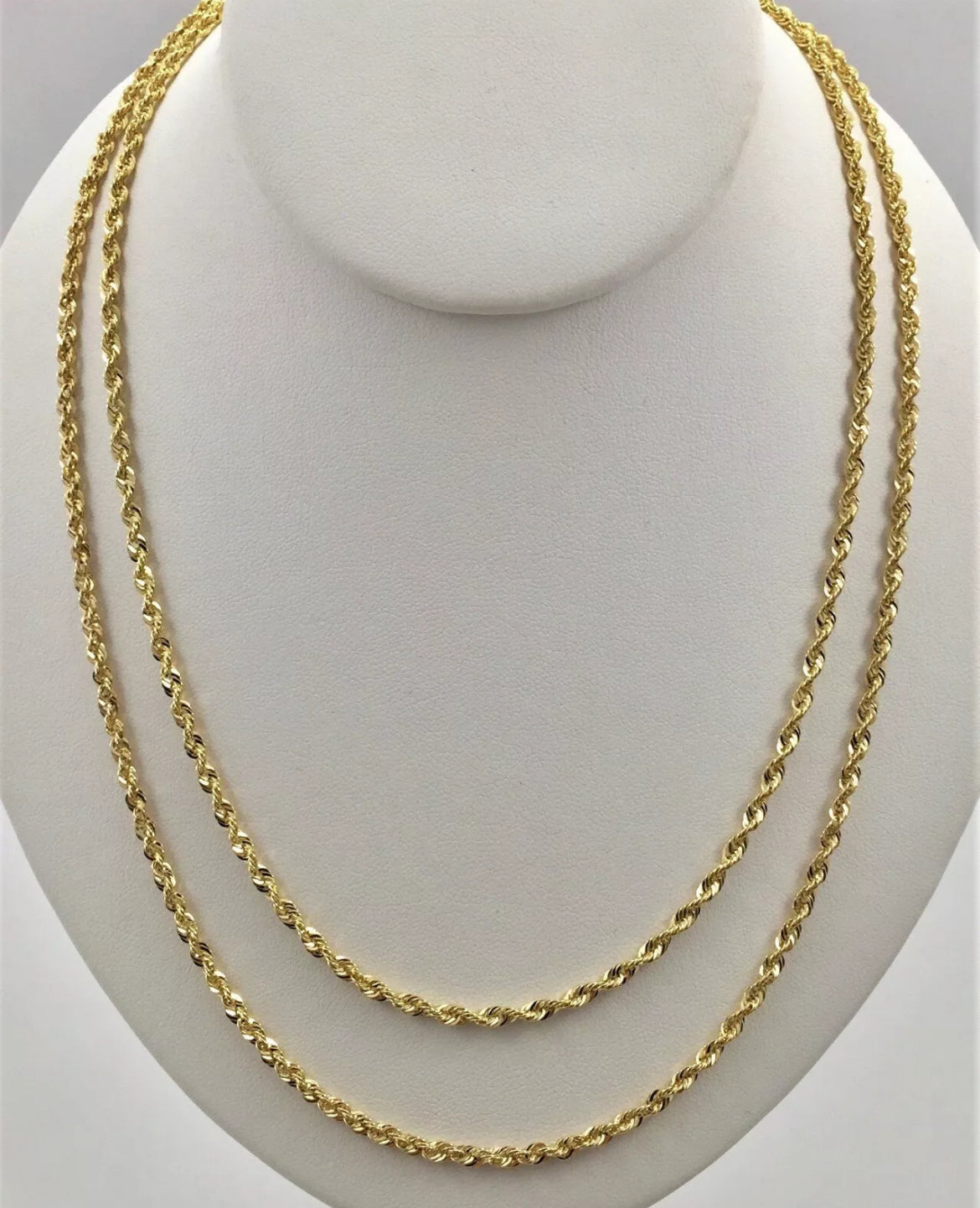10K Solid Yellow Gold Necklace Rope Chain Women 16" 18" 20" 22" 24" 26" 28" 30"