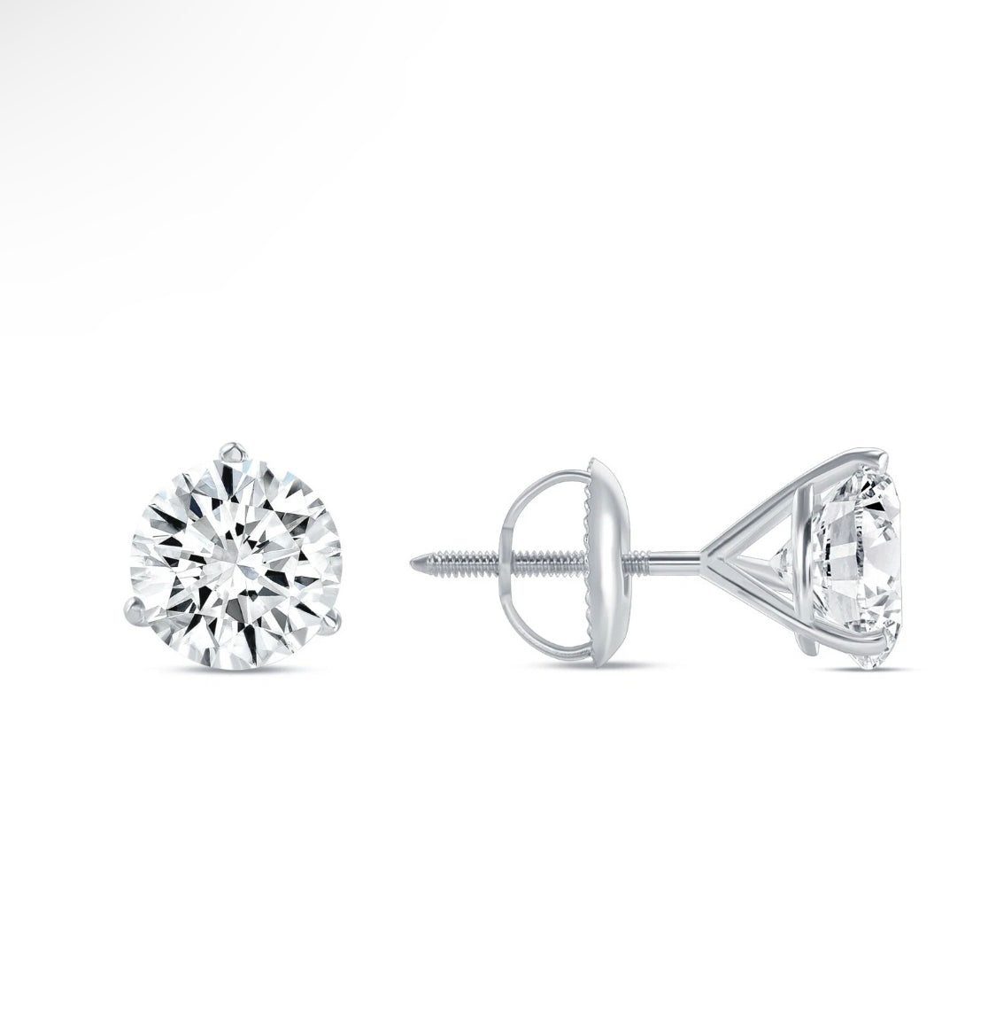 14K White Gold Martini Earrings IGI Round 2.00 Ct Lab Grown Diamond Stud D VS1