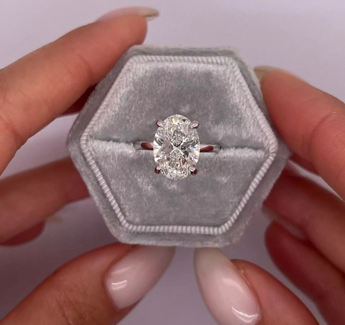 IGI Certified 5.00 Carat F VS1 Oval Lab Grown Diamond Engagement Ring 14k Gold