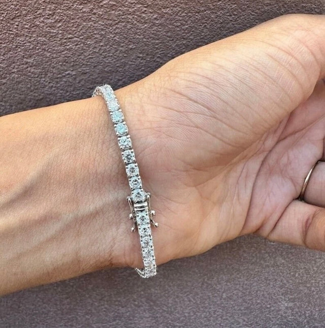 7.00 Ctw Lab-Grown Diamond Tennis Bracelet – 14K White Gold, D–F Color, VS Clarity, 7-Inch