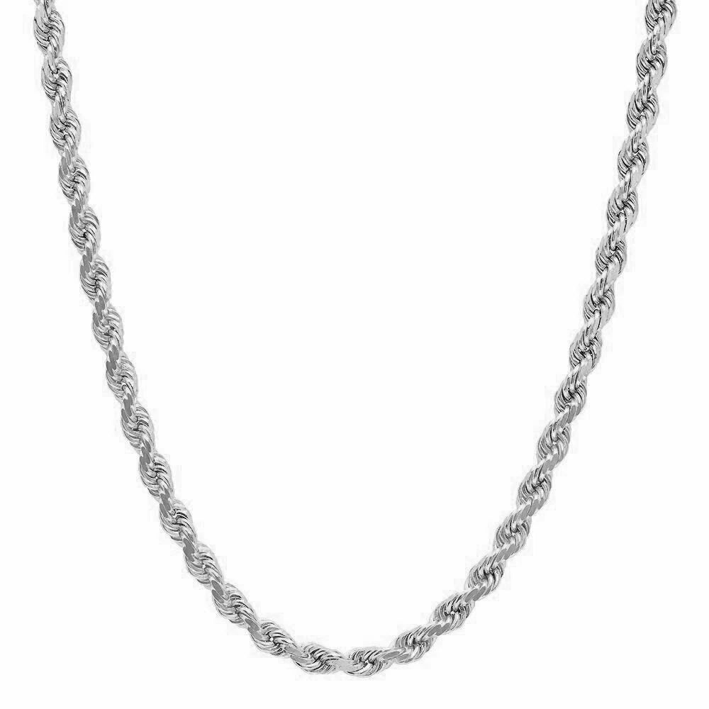 Solid 925 Sterling Silver Italian Rope Chain – 3.5mm Diamond-Cut Men’s Necklace