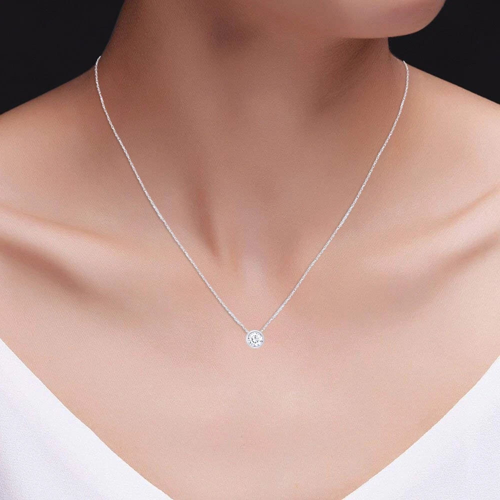 Diamond By The Yard Solitaire Lab-Grown Diamond Necklace – 0.22 to 0.55 Carat, 14K