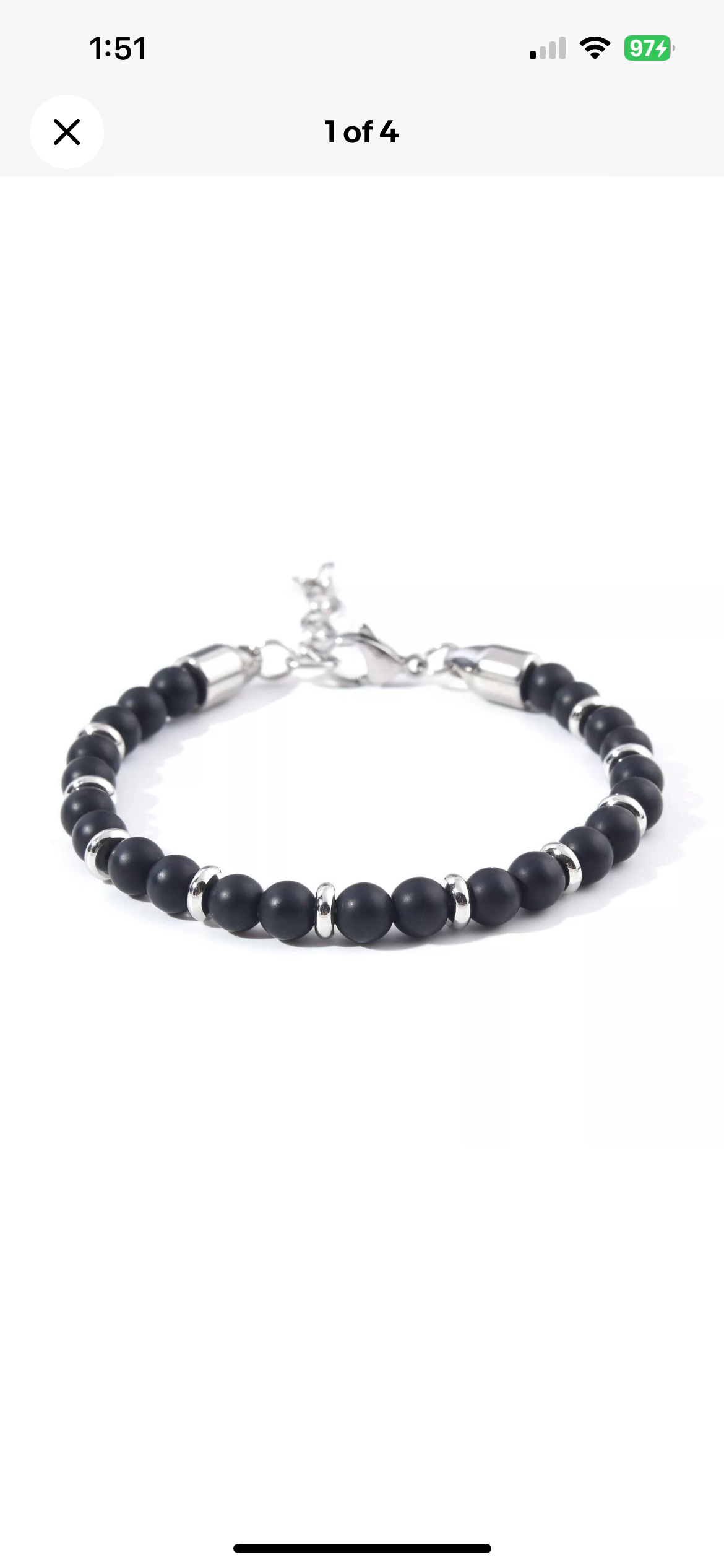Genuine Matte Black Agate Stone Stainless Steel 6mm Beaded Bracelet For Men
