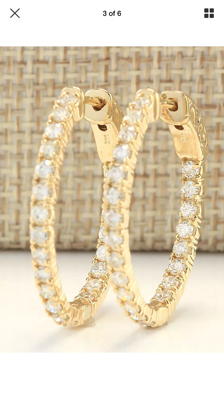 Diamond Inside-Out Hoop Earrings – 2.00 Carat, 14K Yellow Gold, 24mm certified LG